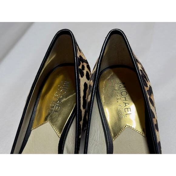 Michael Kors Leopard Print Calf Hair Pumps Bow Detail Chunky Heel Size 7M - Picture 2 of 12